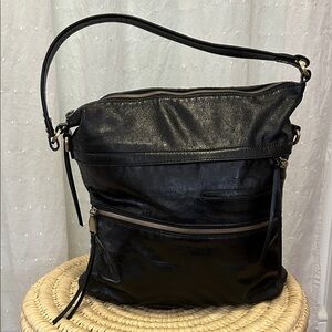Hobo Shoulder Bag Black Leather Elegant Travel Classic Tote